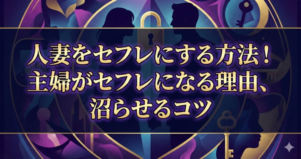 人妻をセフレにする方法！主婦がセフレになる理由、沼らせるコツ
